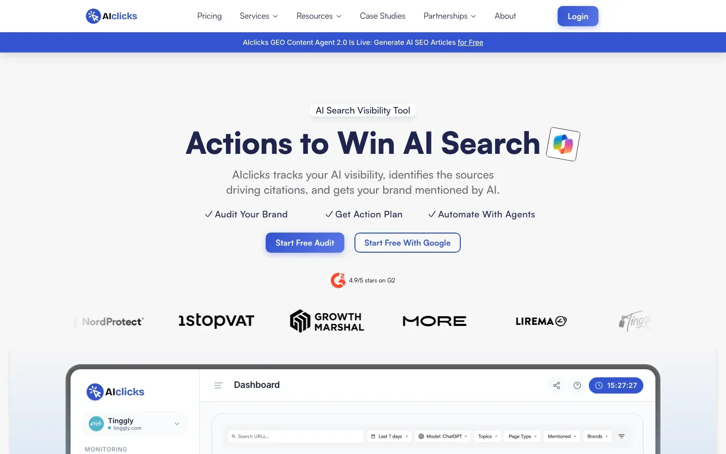 AIclicks homepage