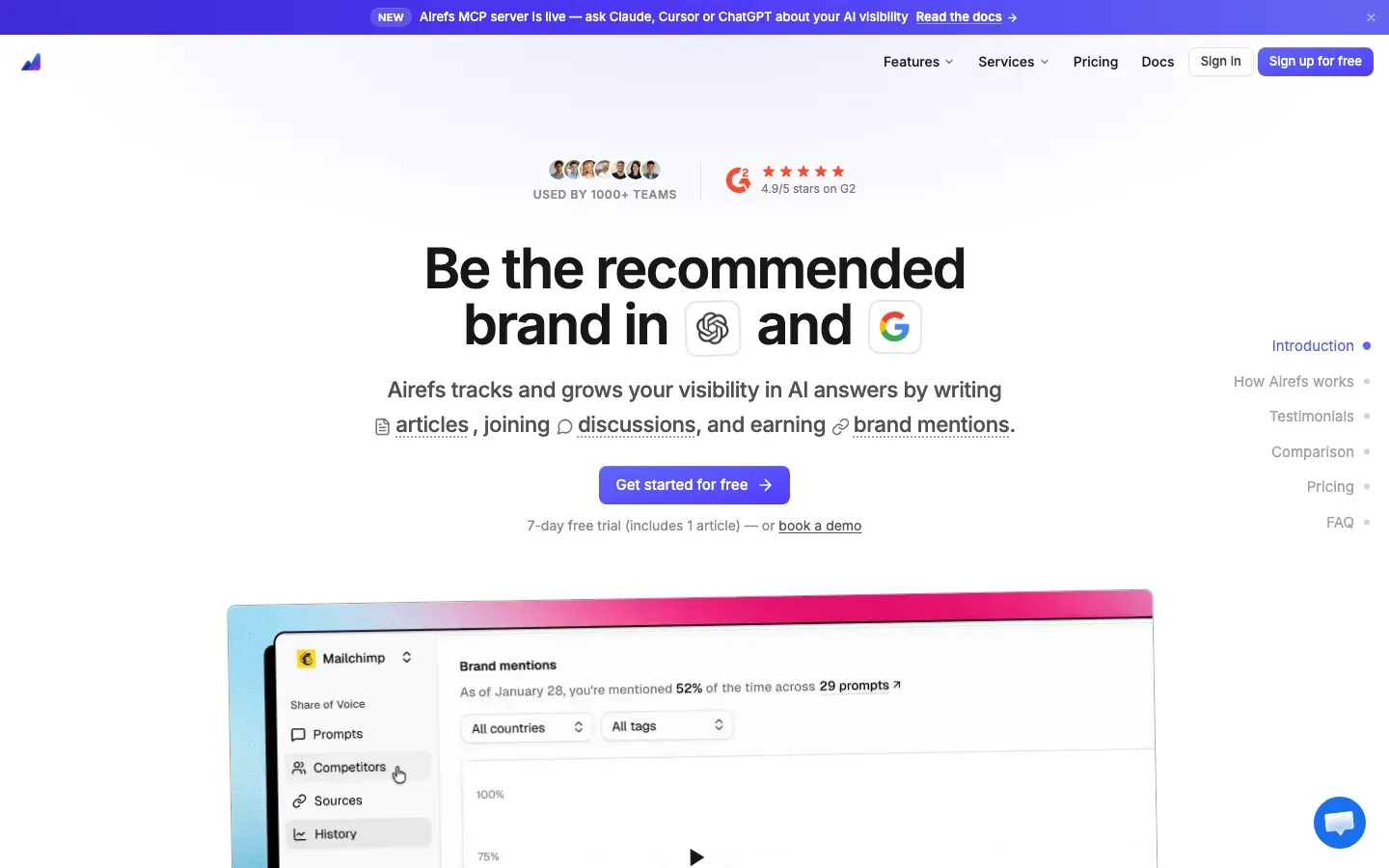 Airefs homepage