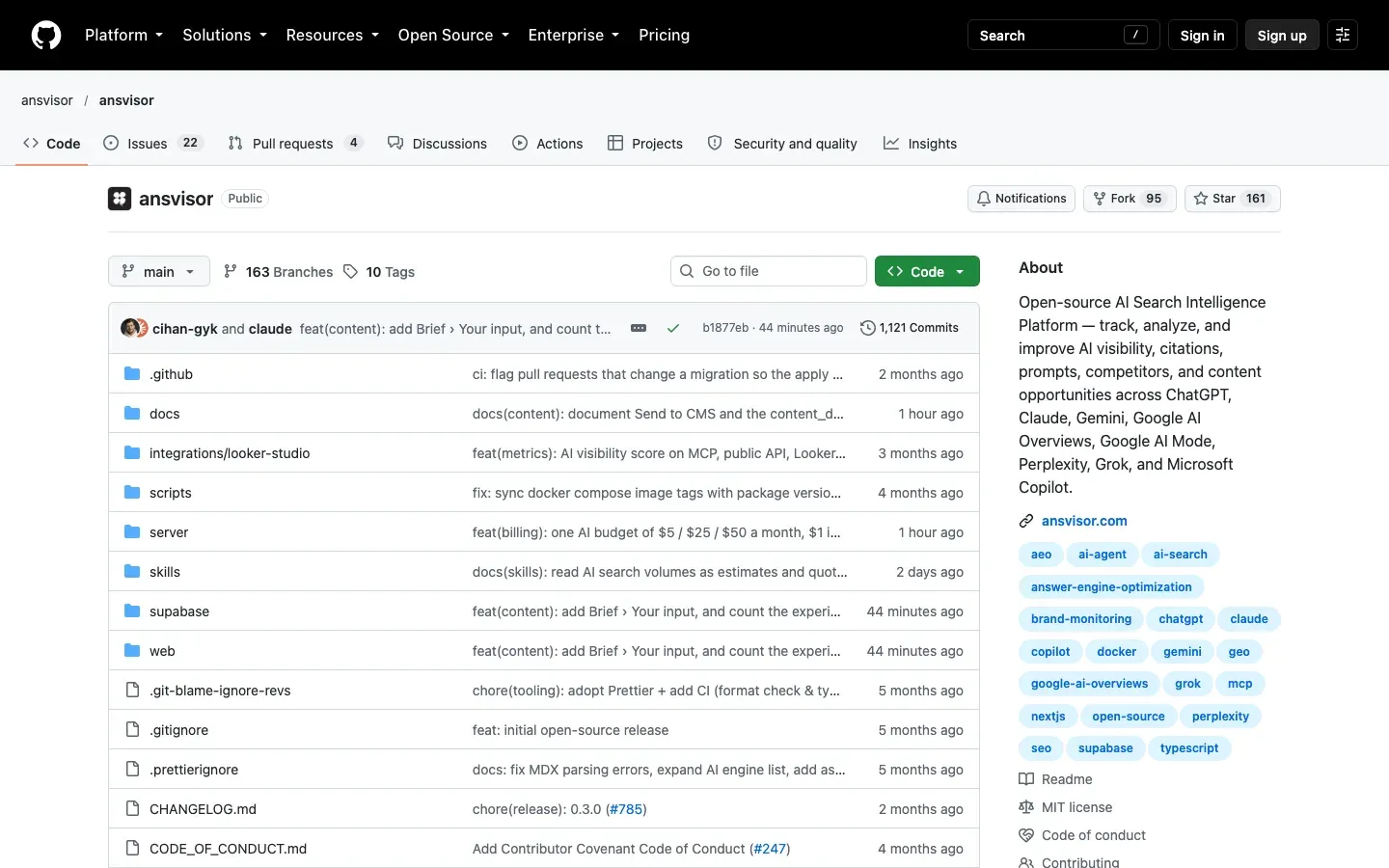 Ansvisor repository on GitHub