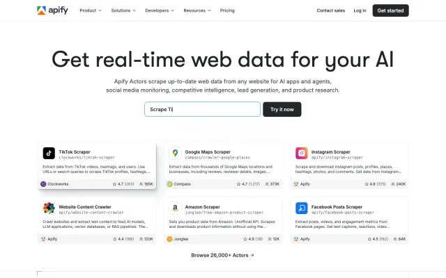 Apify homepage