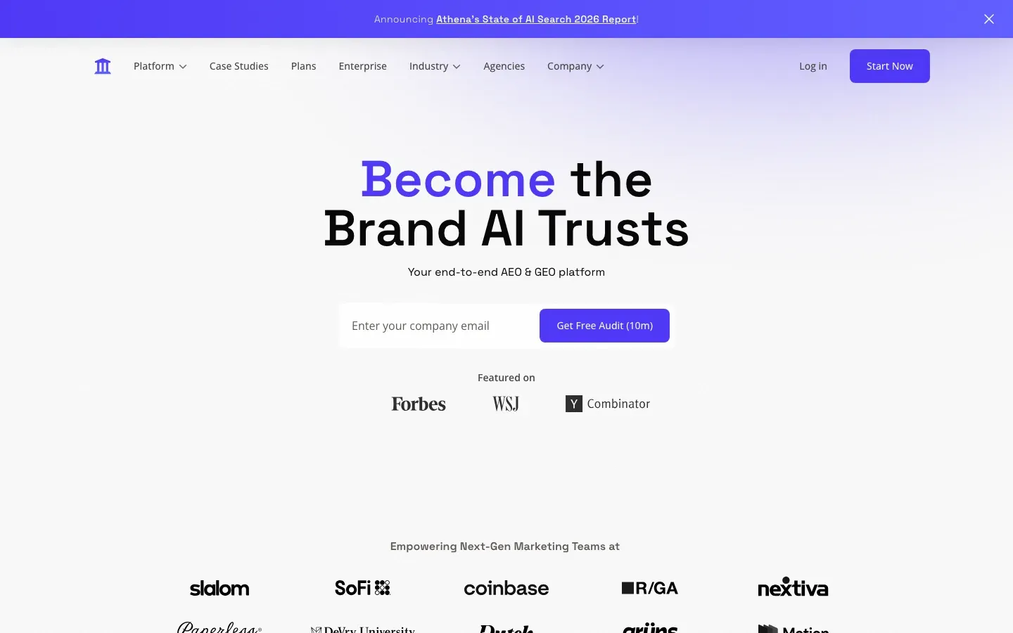 AthenaHQ homepage