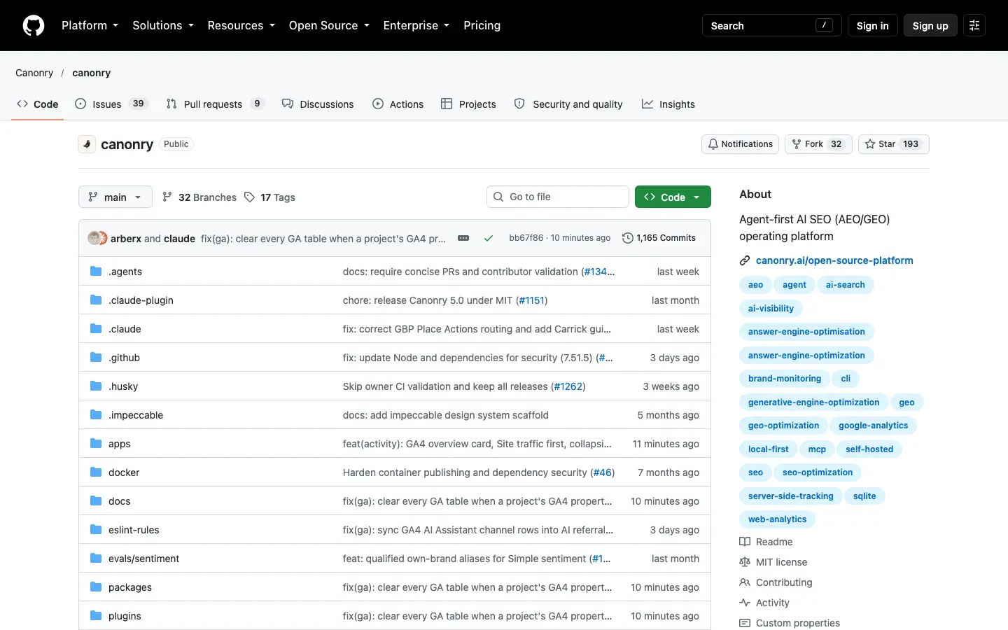 Canonry repository on GitHub