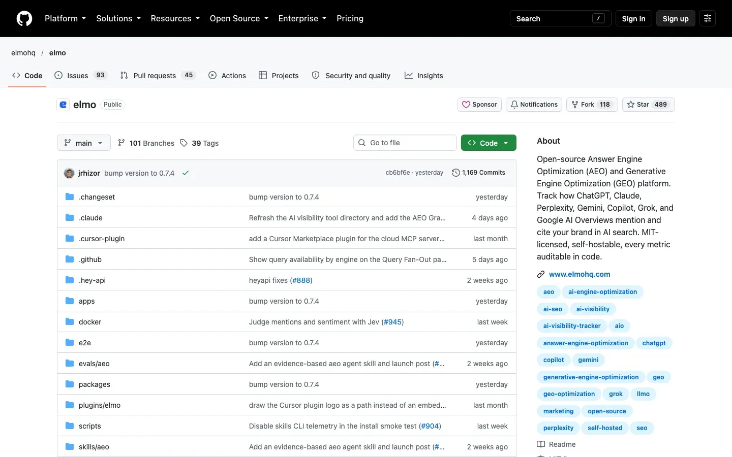 Elmo repository on GitHub