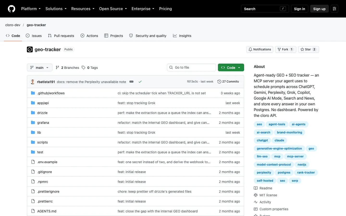 geo-tracker repository on GitHub