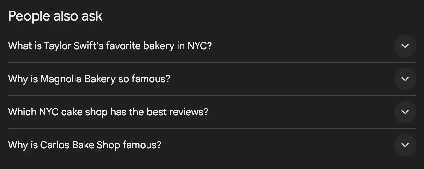 Google People Also Ask panel showing variable follow-up questions
