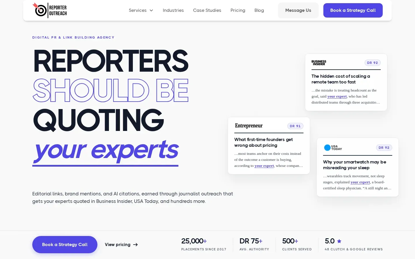 Reporter Outreach homepage