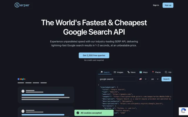 Serper homepage
